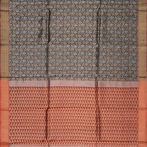 Grey Handwoven Tussar Silk Saree