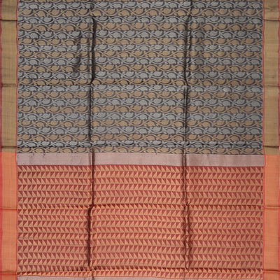 Grey Handwoven Tussar Silk Saree