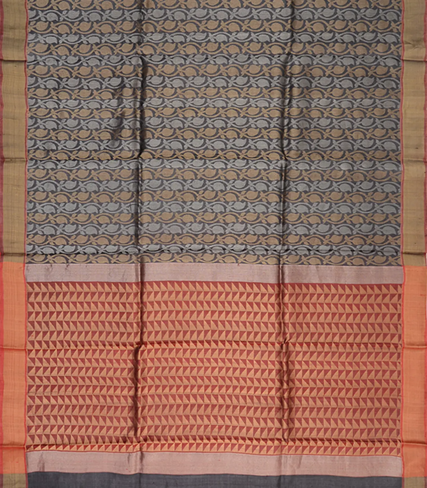 Grey Handwoven Tussar Silk Saree