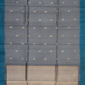 Grey Handwoven Tussar Silk Saree