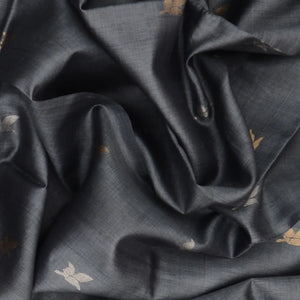 Grey Handwoven Tussar Silk Saree