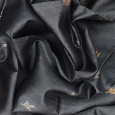 Grey Handwoven Tussar Silk Saree