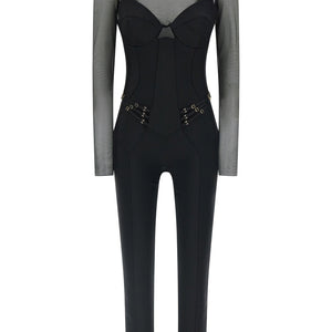Elisabetta Franchi Jersey And Tulle Jumpsuit