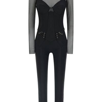 Elisabetta Franchi Jersey And Tulle Jumpsuit