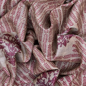 Cream Handloom Tussar Silk Saree With Printed Motifs On Checks-Cream