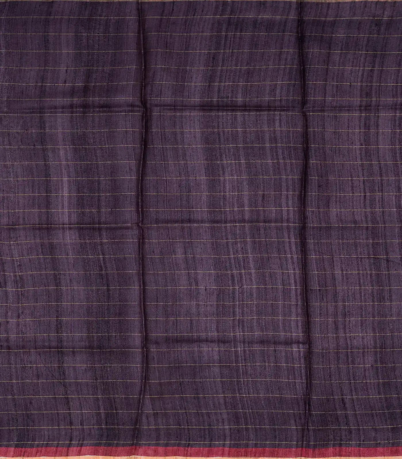 Cream Handloom Tussar Silk Saree With Printed Motifs On Checks-Cream