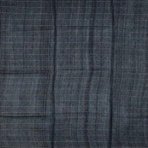 Off White Handloom Tussar Silk Saree With Printed Motifs On Checks-Off White