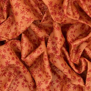 Peach Handloom Tussar Silk Saree With Printed Floral Motif-Peach