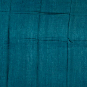 Cyan Handloom Tussar Silk Saree With Printed Floral Vine On Checks-Cyan