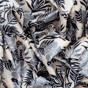 Cream Handloom Tussar Silk Saree With Printed Floral Motifs-Cream