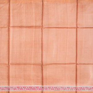 Red Handloom Tussar Silk Saree With Printed Floral Vine Motifs-Red