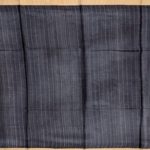 Black Handloom Tussar Silk Saree With Printed Floral Motifs-Black