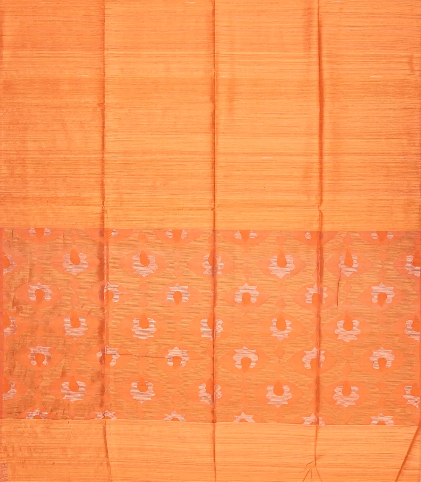 Orange Handloom Jute Saree With Zari Stripes-Orange