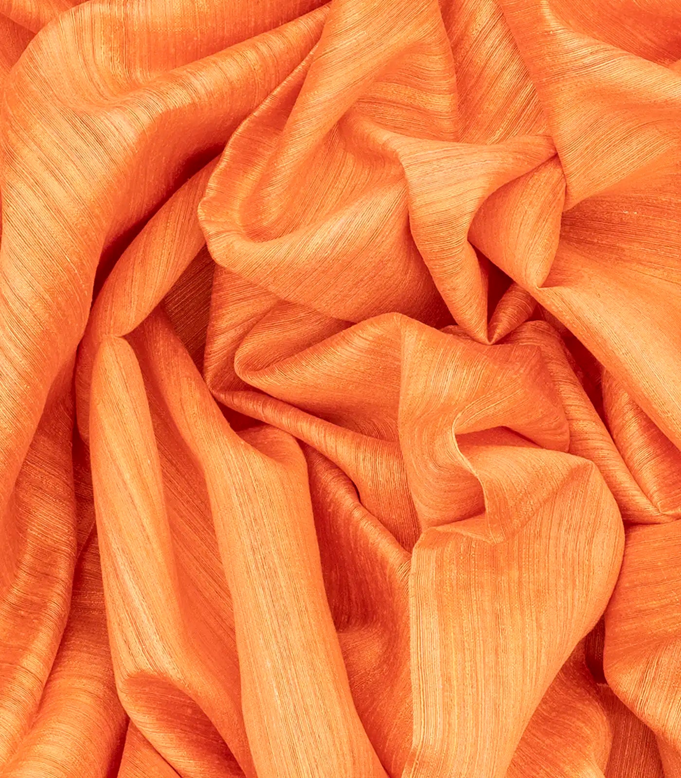 Orange Handloom Jute Saree With Zari Stripes-Orange