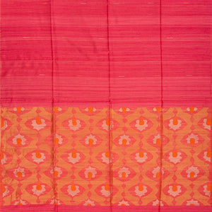 Dark Peach Handloom Jute Saree With Stripe Buttas-Dark Peach