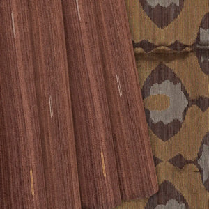 Brown Handloom Jute Saree With Stripe Buttas-Brown