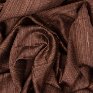 Brown Handloom Jute Saree With Stripe Buttas-Brown