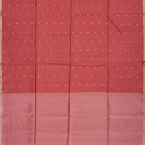 Chestnut Pink Handloom Munga Tussar Silk Saree With Kamalam Motifs-Chestnut Pink