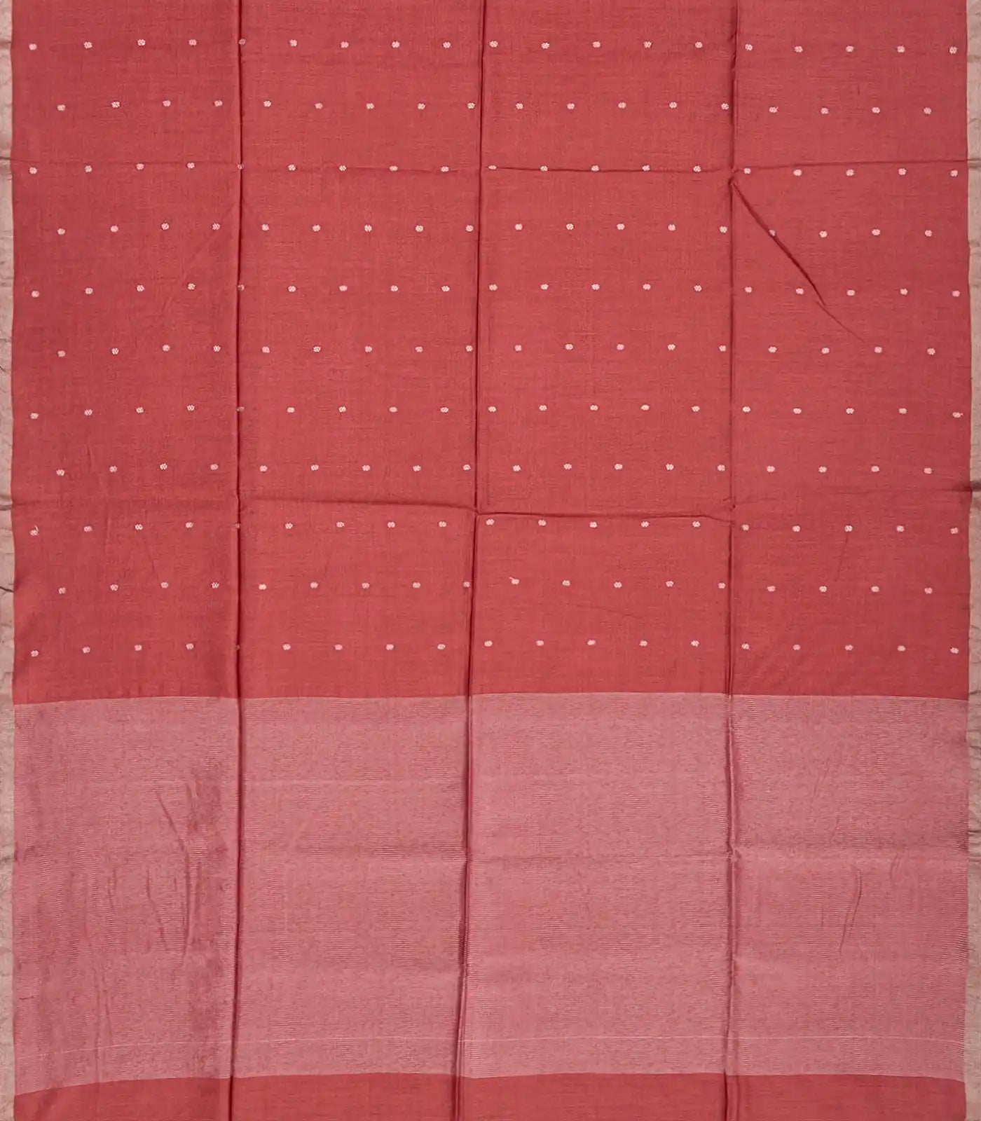 Chestnut Pink Handloom Munga Tussar Silk Saree With Kamalam Motifs-Chestnut Pink