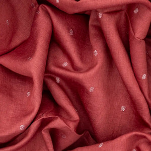 Chestnut Pink Handloom Munga Tussar Silk Saree With Kamalam Motifs-Chestnut Pink