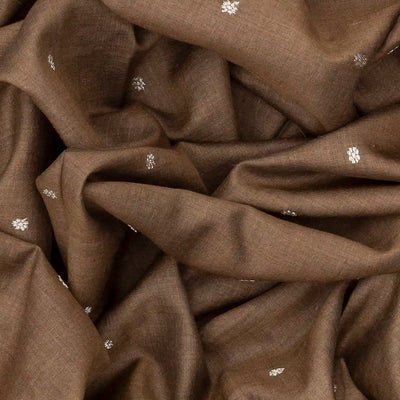 Taupe Handloom MungaTussar Silk Saree With Kamalam Motifs-Taupe