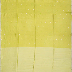 Green Handloom Munga Tussar Silk Saree With Kamalam Motifs-Green