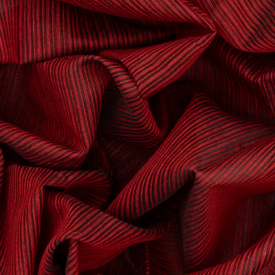 Crimson Handloom Kora Silk Saree With Stripes-Crimson