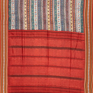 Crimson Handloom Tussar Silk Saree With Printed Floral Motifs-Crimson