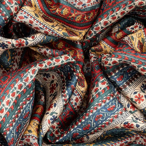 Crimson Handloom Tussar Silk Saree With Printed Floral Motifs-Crimson