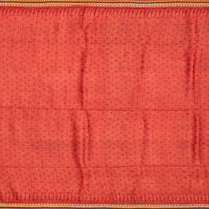 Crimson Handloom Tussar Silk Saree With Printed Floral Motifs-Crimson