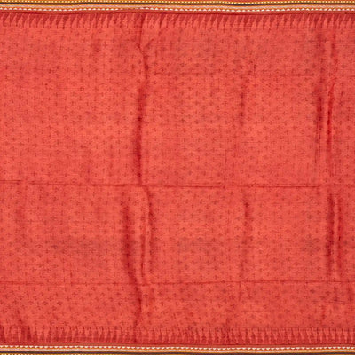 Crimson Handloom Tussar Silk Saree With Printed Floral Motifs-Crimson