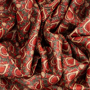 Red Handloom Tussar Silk Saree With Printed Floral Motifs-Red