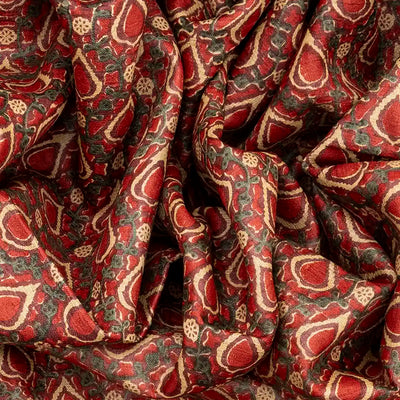 Red Handloom Tussar Silk Saree With Printed Floral Motifs-Red