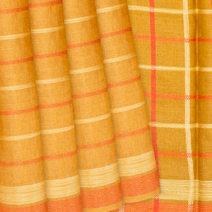Mustard Handwoven Tussar Silk Saree With Stripes-Mustard
