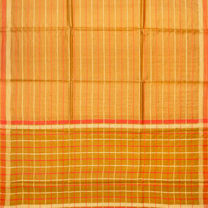 Mustard Handwoven Tussar Silk Saree With Stripes-Mustard
