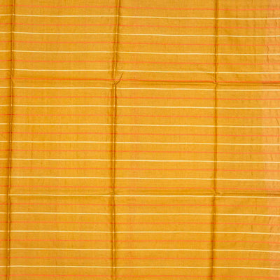 Mustard Handwoven Tussar Silk Saree With Stripes-Mustard