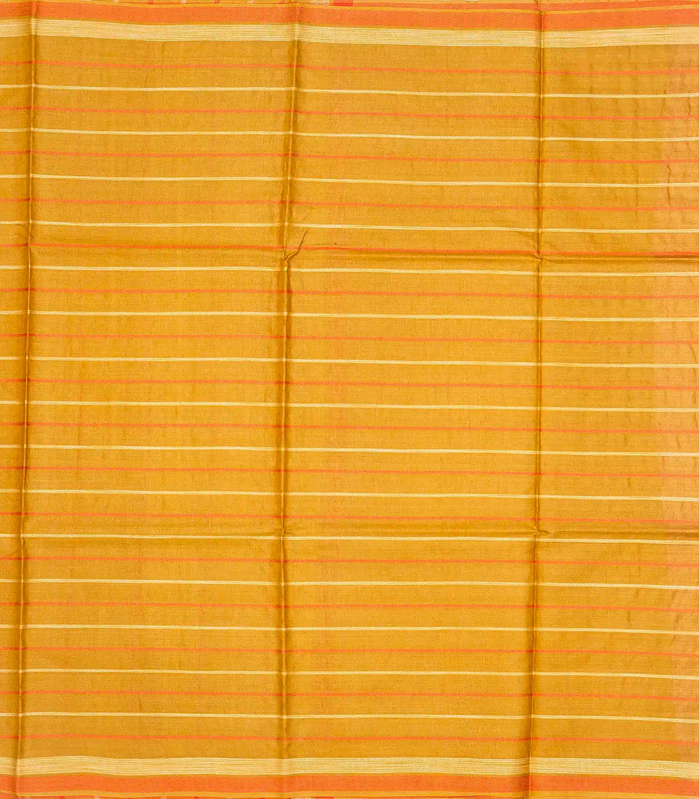 Mustard Handwoven Tussar Silk Saree With Stripes-Mustard
