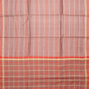 Taupe Handwoven Tussar Silk Saree With Stripes-Taupe