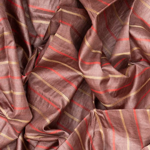 Taupe Handwoven Tussar Silk Saree With Stripes-Taupe