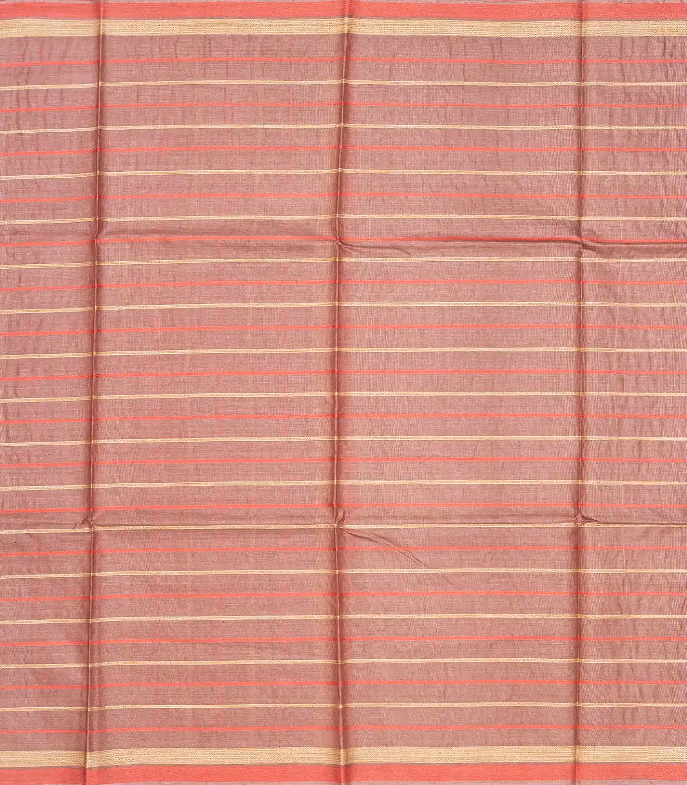Taupe Handwoven Tussar Silk Saree With Stripes-Taupe