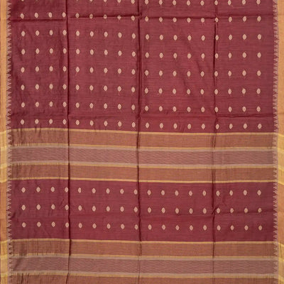 Chestnut Pink Handwoven Tussar Silk Saree With Floral Motifs-Chestnut Pink