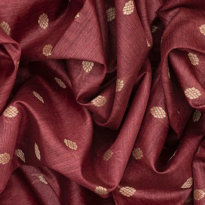 Chestnut Pink Handwoven Tussar Silk Saree With Floral Motifs-Chestnut Pink