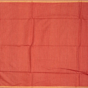 Orange Handwoven Tussar Silk Saree With Striped Pallu-Orange