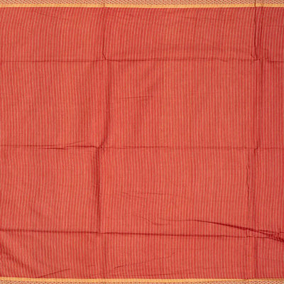 Orange Handwoven Tussar Silk Saree With Striped Pallu-Orange