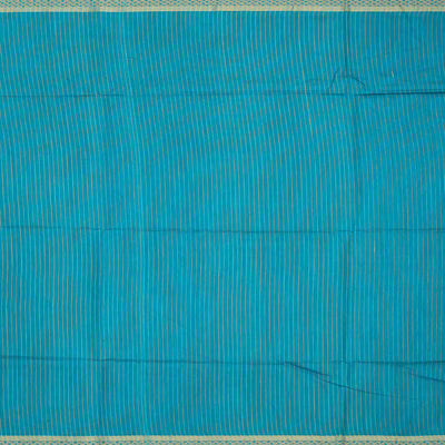 Sky Blue Handwoven Tussar Silk Saree With Striped Pallu-Sky Blue