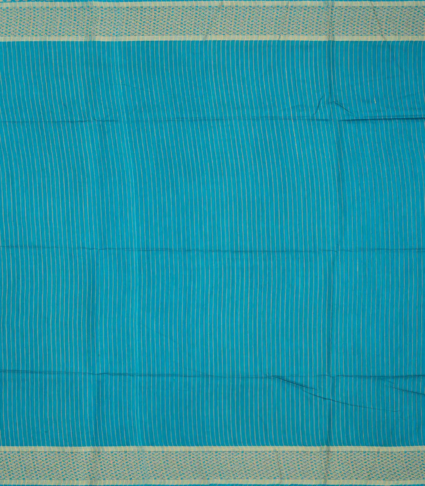 Sky Blue Handwoven Tussar Silk Saree With Striped Pallu-Sky Blue