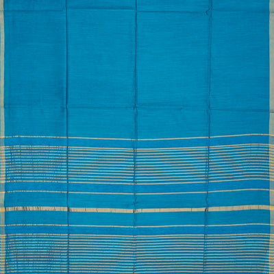 Sky Blue Handwoven Plain Tussar Silk Saree -Sky Blue