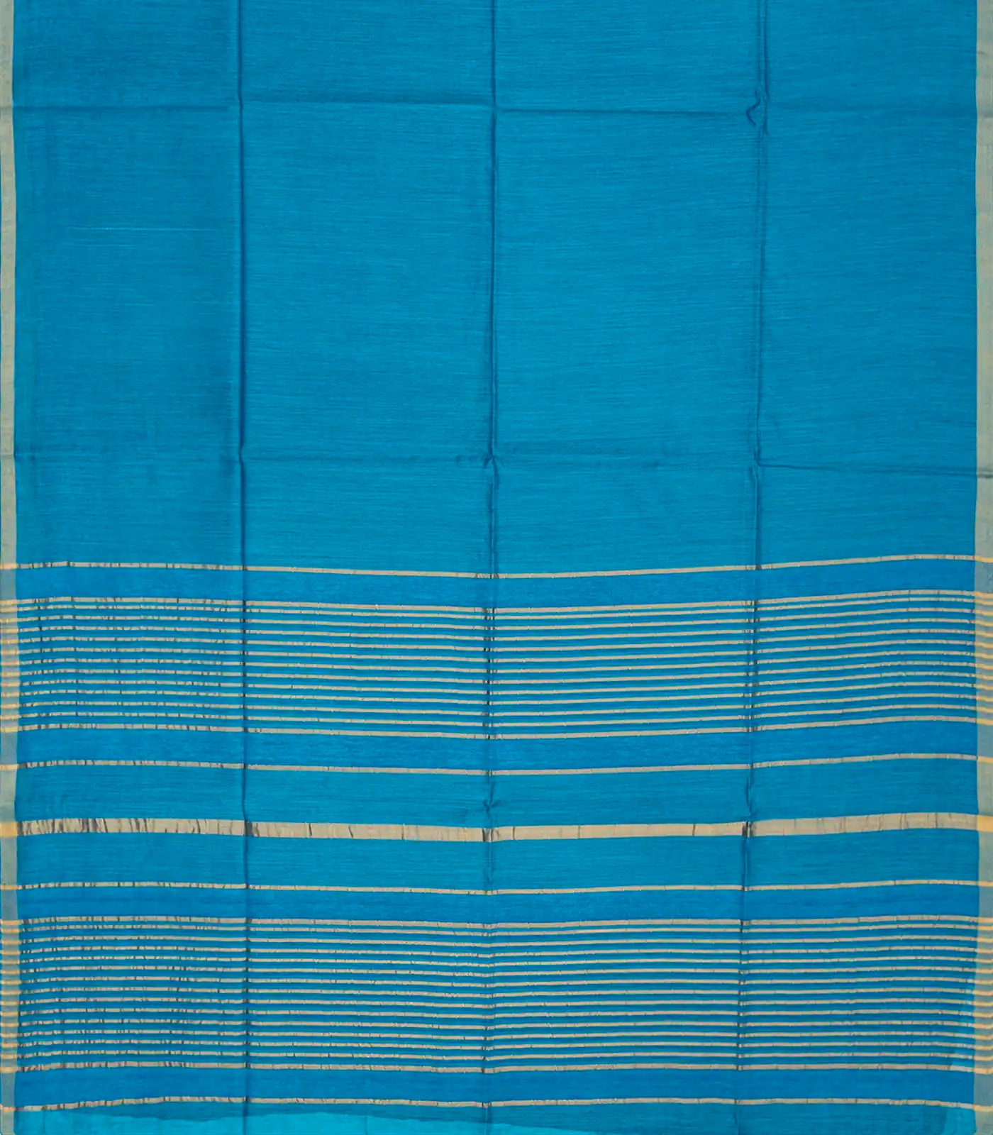 Sky Blue Handwoven Plain Tussar Silk Saree -Sky Blue