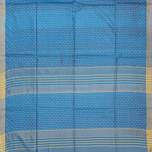 Blue Woven Tussar Silk Saree With Stripes-Blue