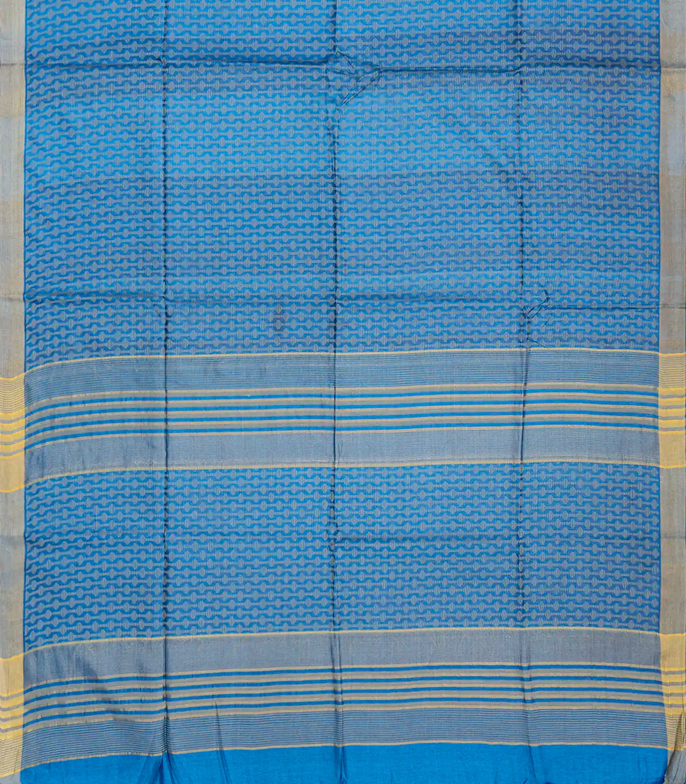 Blue Woven Tussar Silk Saree With Stripes-Blue